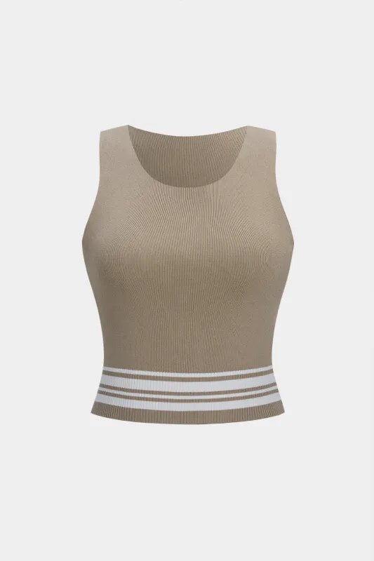 Knit Contrast Round Neck Tank Top sold by Micas