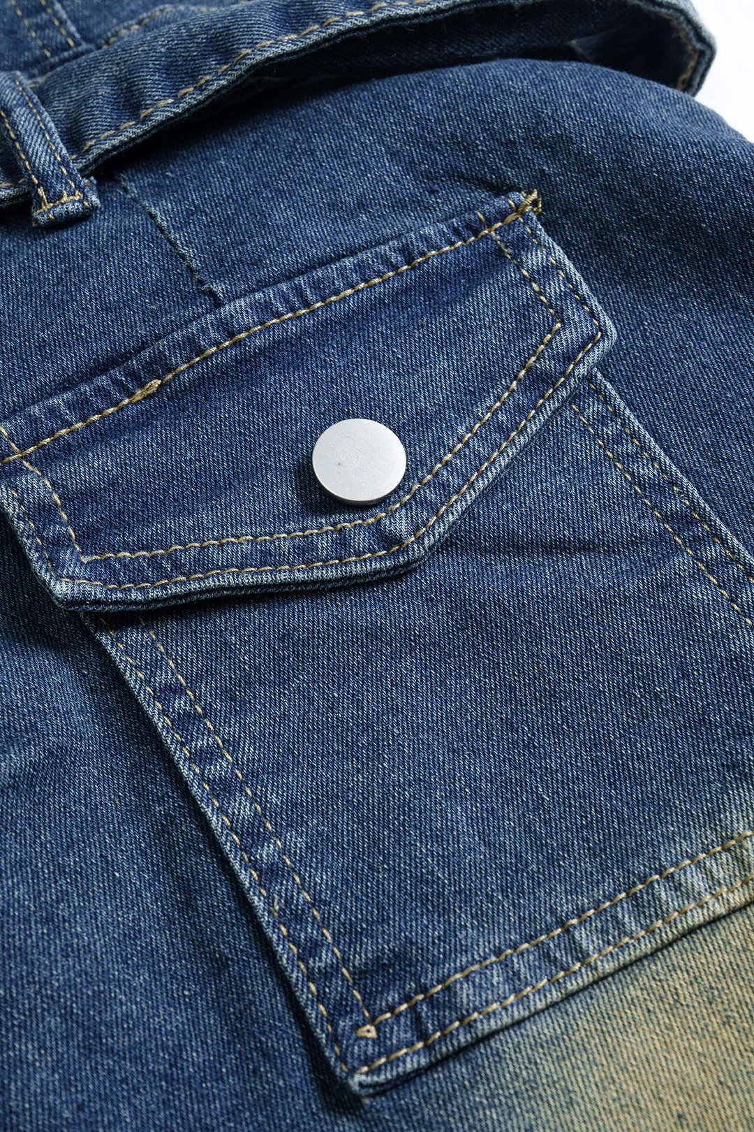 Denim Belted Backless Sleeveless Romper sold by Micas product image thumbnail 4