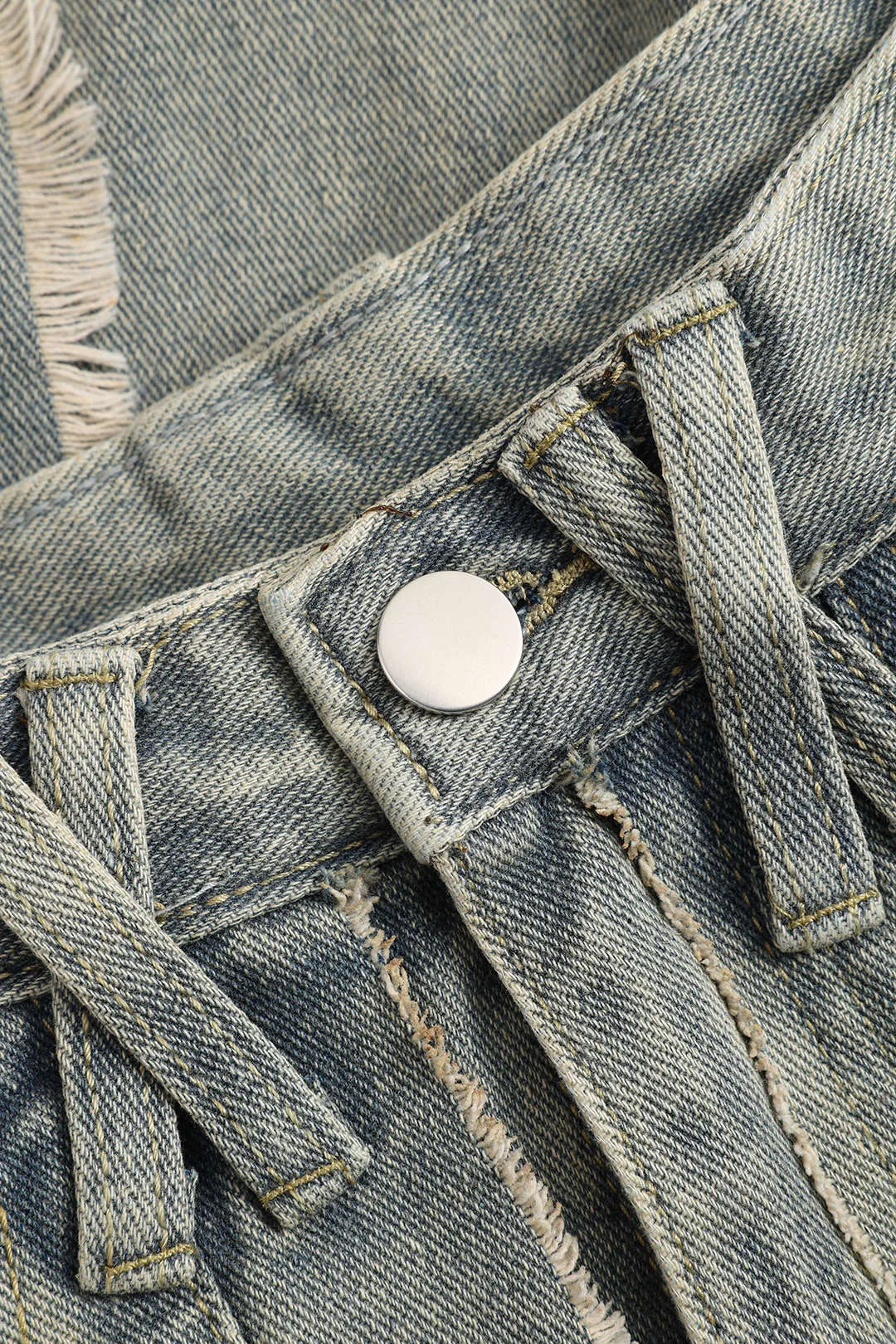 Denim Patchwork Fringe Pocket Jeans sold by Micas product image thumbnail 3