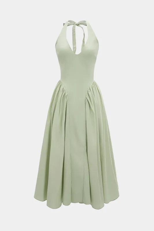 Halter Neck Tie-Back Backless Maxi Dress sold by Micas