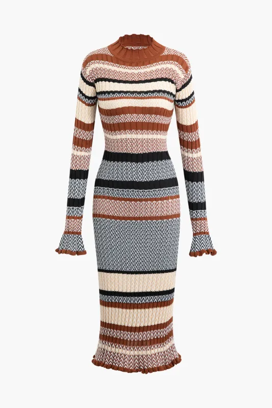 Knit Contrast Ruched Long Sleeve Dress sold by Micas