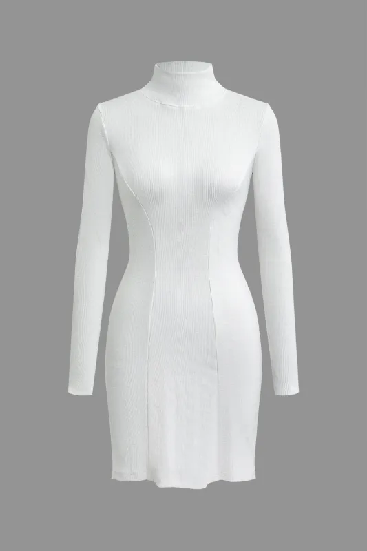 Knit Solid Mock Neck Long Sleeve Dress sold by Micas