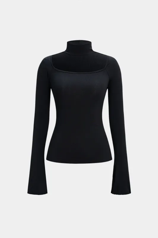 Halter Square Neck Long-Sleeve Top sold by Micas