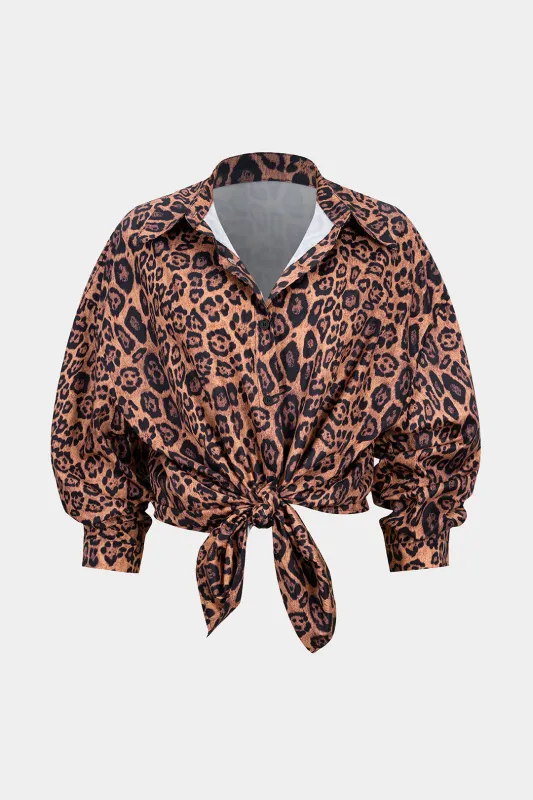 Leopard Print Button Long-Sleeve Shirt sold by Micas