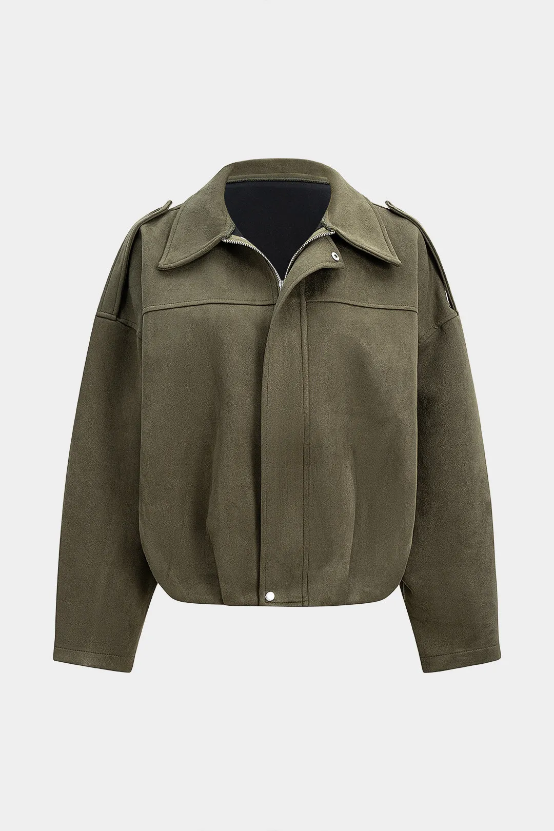 Suede Ruched Zipper Jacket sold by Micas