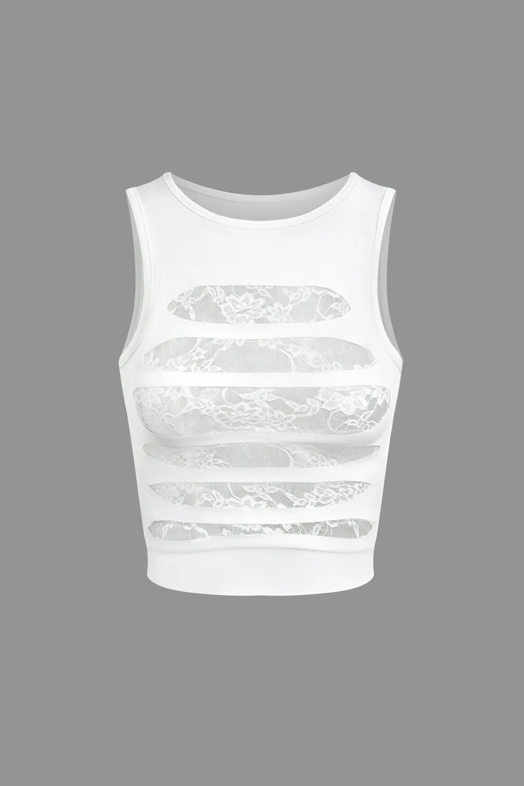 Lace Trim Hollow Out Sleeveless Top And Skirt Set sold by Micas product image thumbnail 2