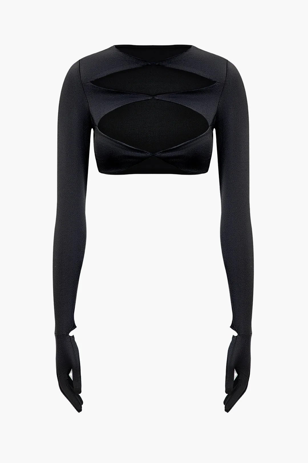 Solid Hollow-Out Long Sleeve Top And Skirt Set sold by Micas product image thumbnail 2