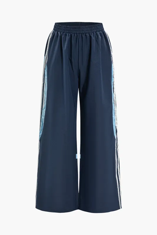 Contrast Shirred Wide Straight Leg Pants sold by Micas