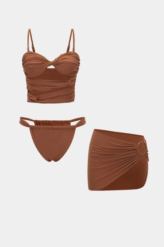 Twist Knot Asymmetrical Hollow Out Bikini Set sold by Micas