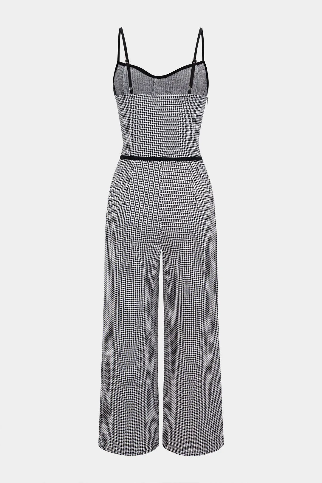 Contrast Houndstooth Print Side Zipper Sleeveless Jumpsuit sold by Micas product image thumbnail 2