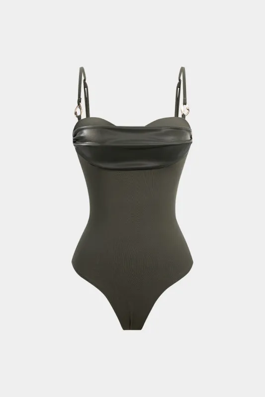 Patchwork Slip Sleeveless Bodysuit sold by Micas