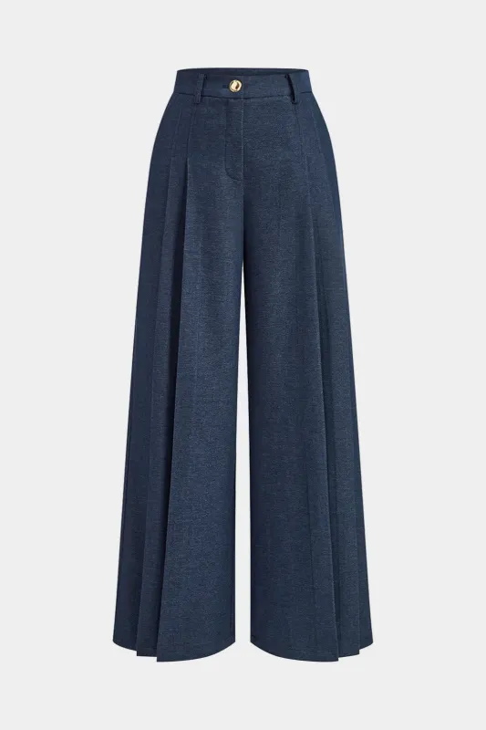 Solid Pleated Wide-Leg Pants sold by Micas