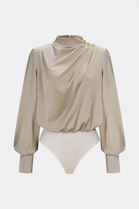 Satin Button Long Sleeve Bodysuit sold by Micas