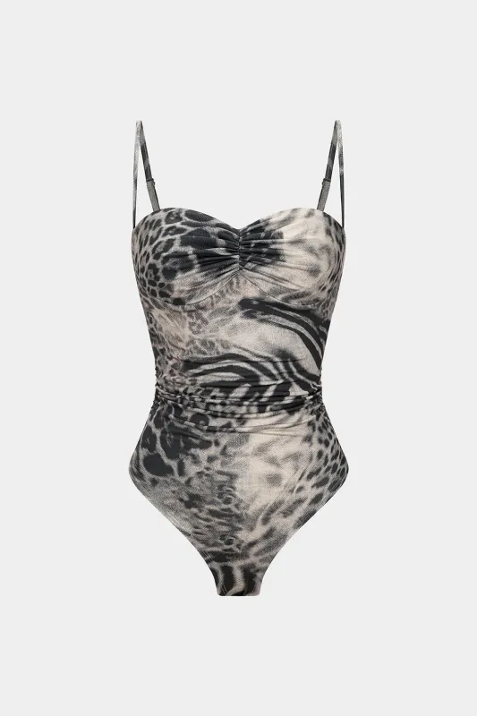 Zebra Leopard Print Slip Sleeveless Bodysuit sold by Micas