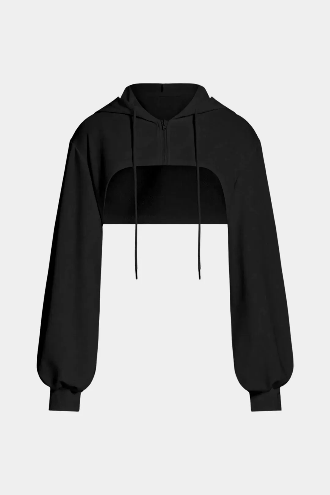 Solid Drawstring Cropped Hoodie sold by Micas product image thumbnail 3