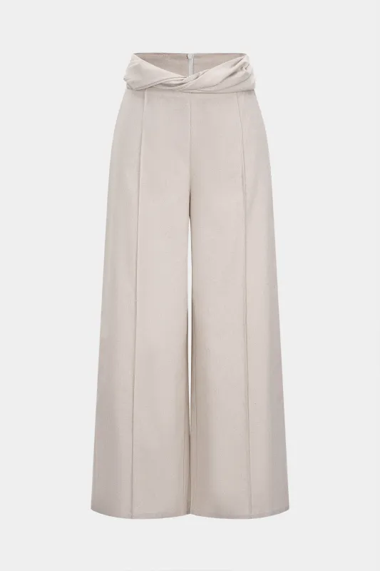 Ruched Zipper Linen Wide Leg Twist Knot Pant sold by Micas
