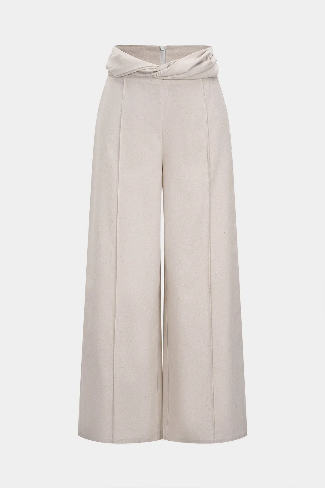 Ruched Zipper Linen Wide Leg Twist Knot Pant sold by Micas