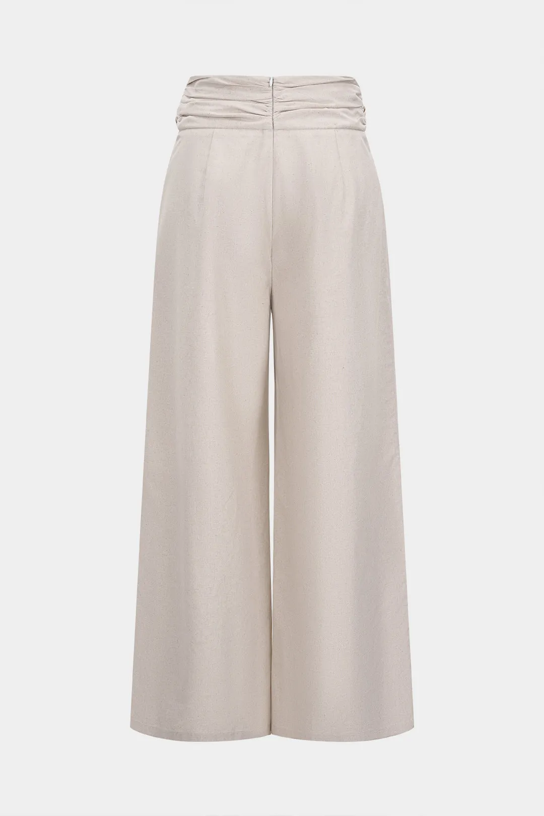 Ruched Zipper Linen Wide Leg Twist Knot Pant sold by Micas product image thumbnail 2