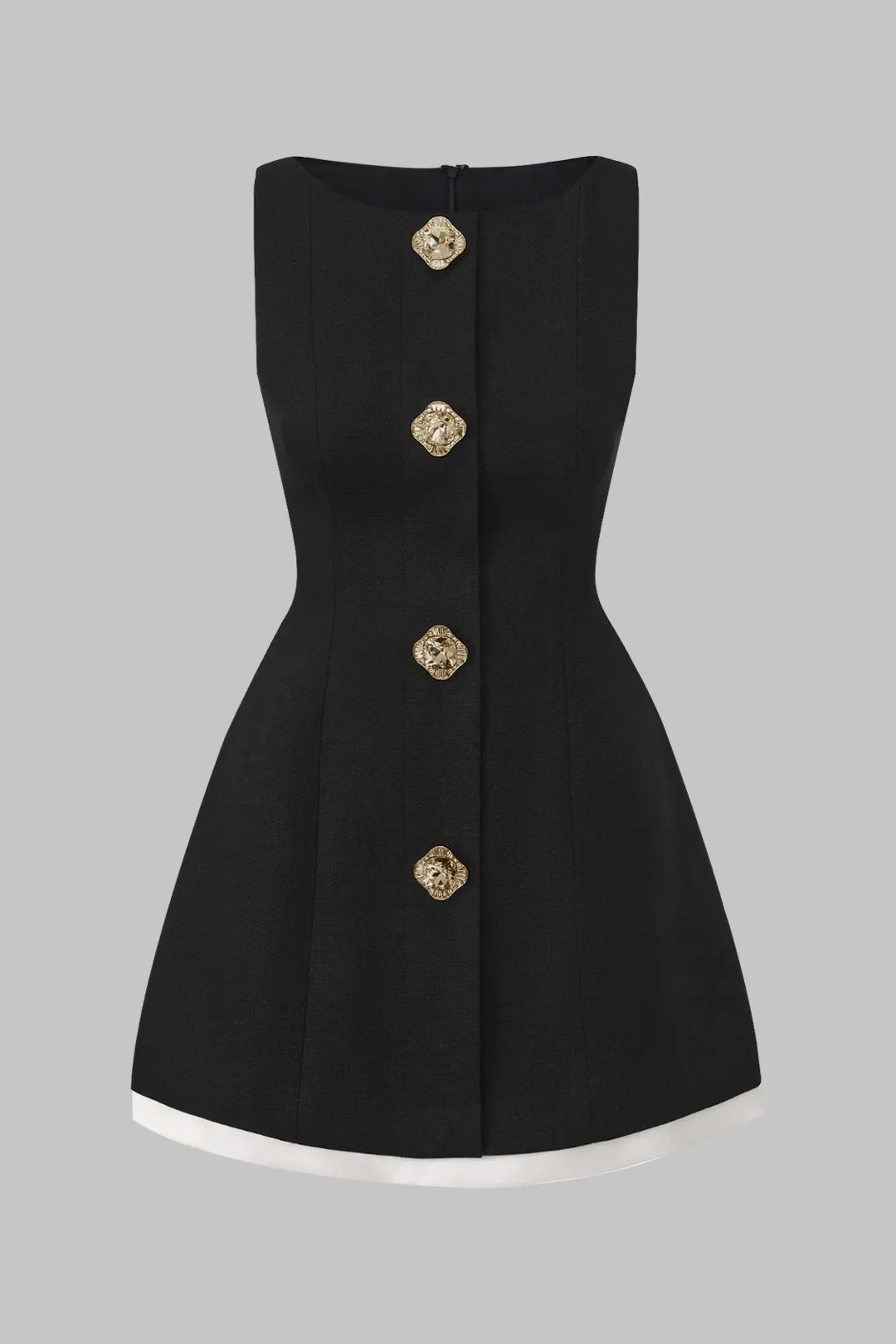 Contrast Binding Button Detail Sleeveless Mini Dress sold by Micas
