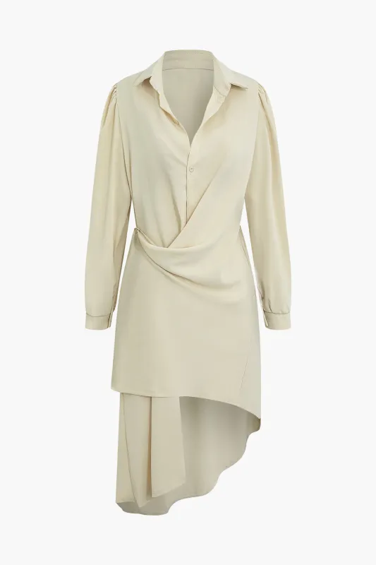 Asymmetrical Ruched Long Sleeve Midi Dress sold by Micas