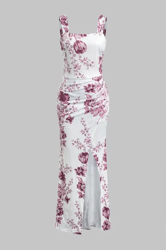 Floral Print High Slit Sleeveless Maxi Dress sold by Micas