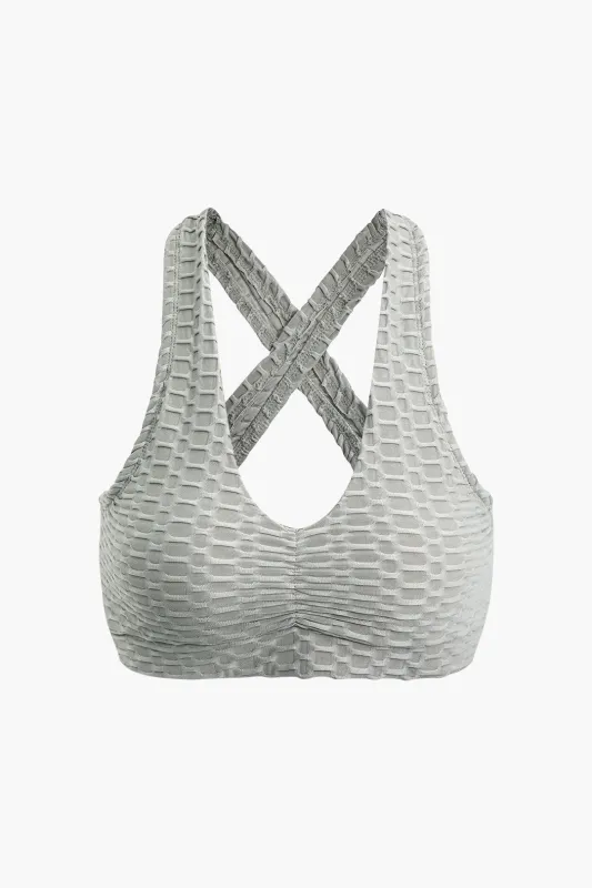 Crossed Backless Sports Bra sold by Micas