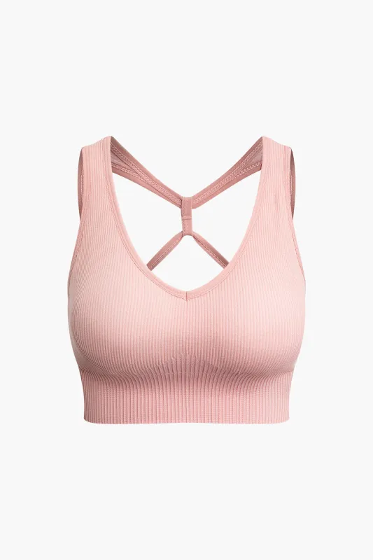 Ribbed Backless Sports Bra sold by Micas