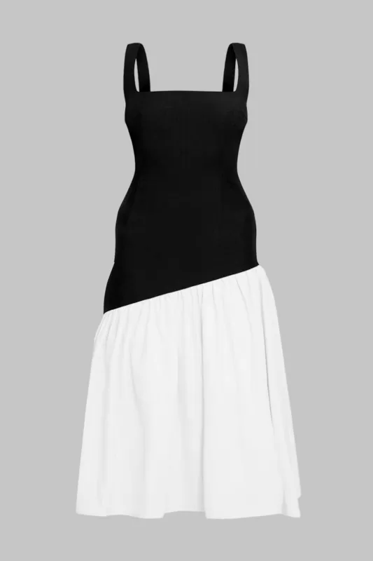 Plus Size Patchwork Square Neck Sleeveless Midi Dress sold by Micas