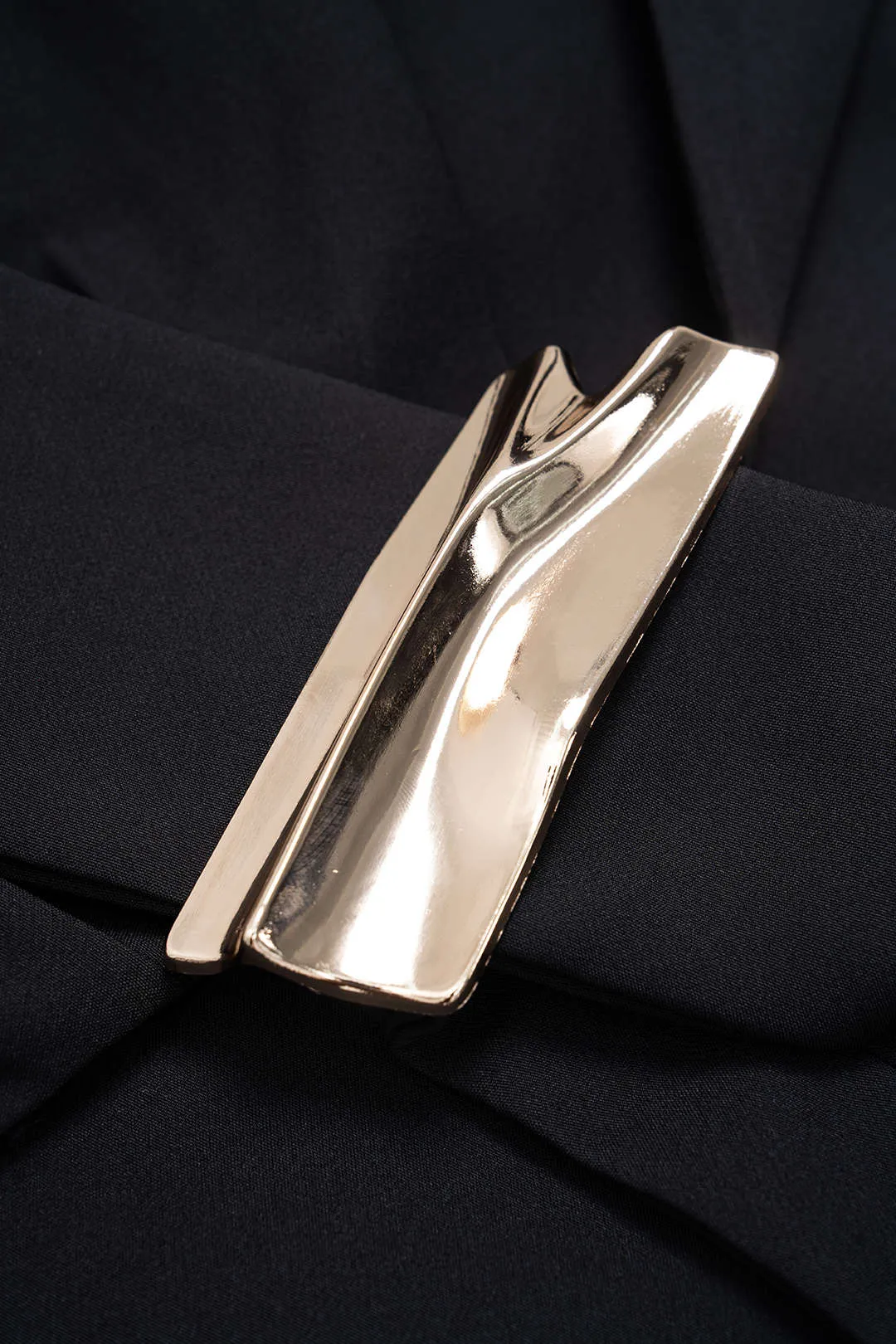 Notched Lapel Metallic Decor Ruched Asymmetrical Blazer sold by Micas product image thumbnail 3