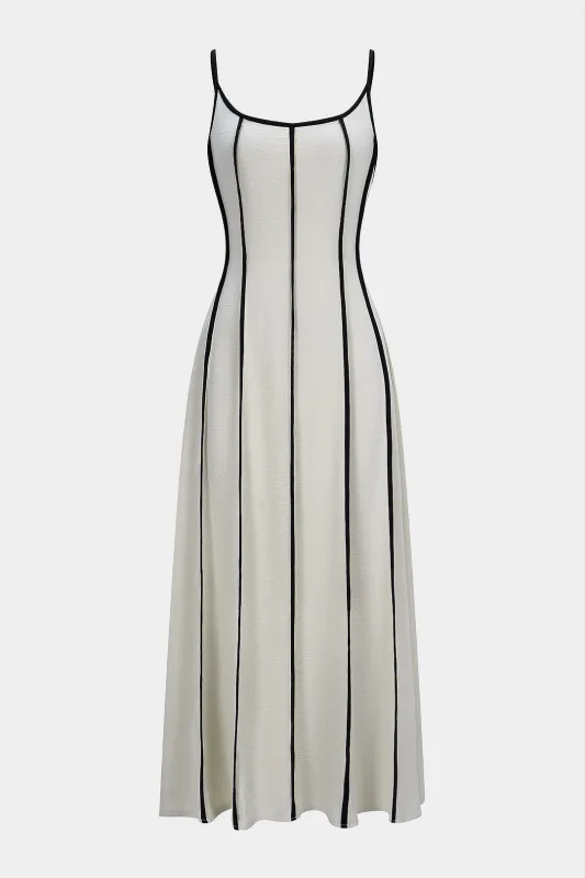 Contrast Tie-Back Backless Slip Sleeveless Maxi Dress sold by Micas