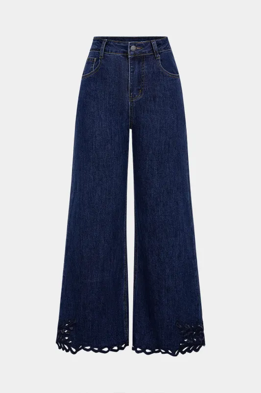 Denim Patchwork Cut Out Straight Leg Jeans sold by Micas