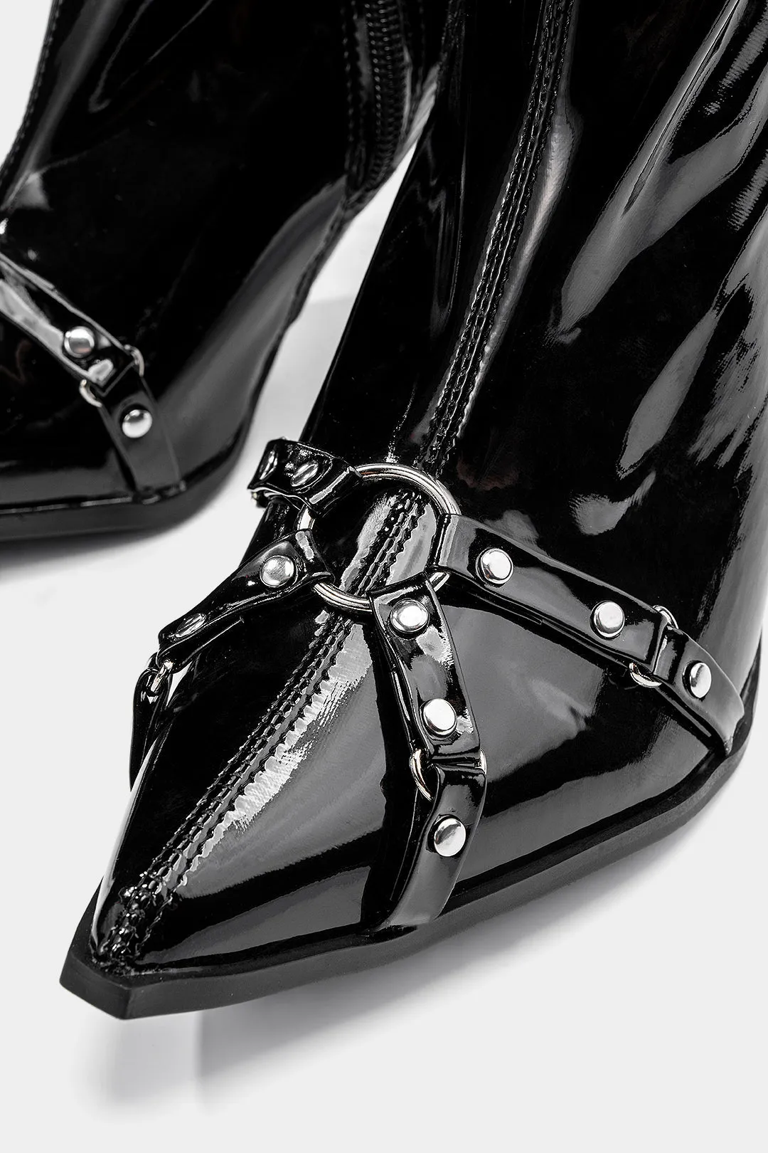 Leather Metallic Buckle Pointed Ankle Boots sold by Micas product image thumbnail 2