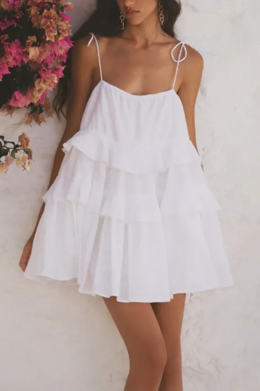 Ruffle Tie-Up Sleeveless Mini Dress sold by Micas