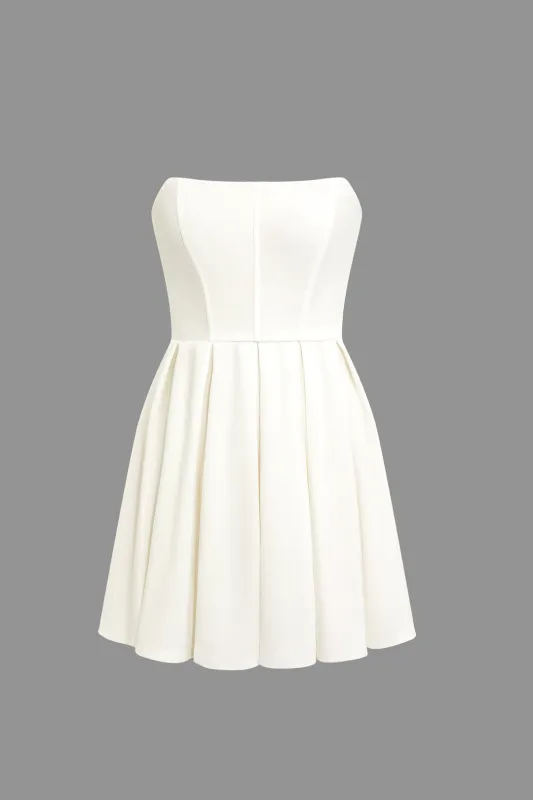 Solid Ruched Strapless Sleeveless Mini Dress sold by Micas