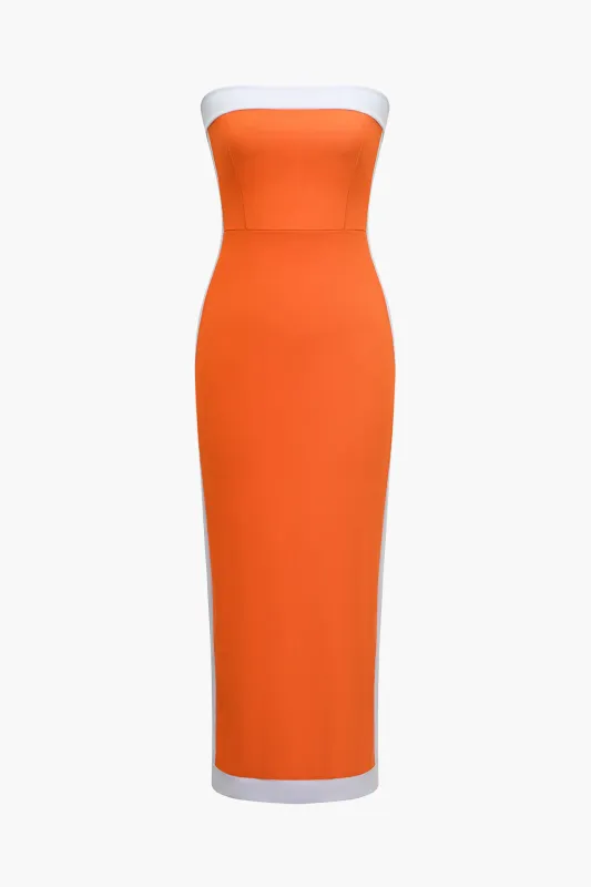 Contrast Slit Sleeveless Maxi Dress sold by Micas
