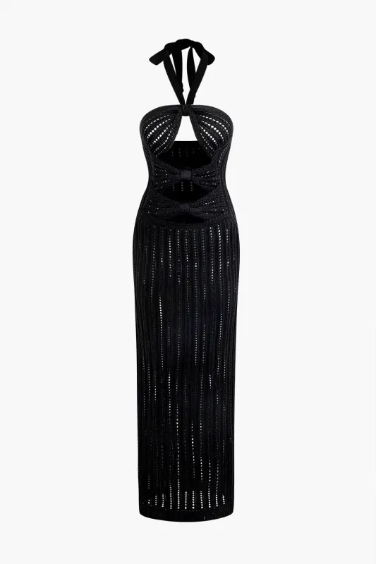 Halter Neck Cut Out Sleeveless Maxi Dress sold by Micas