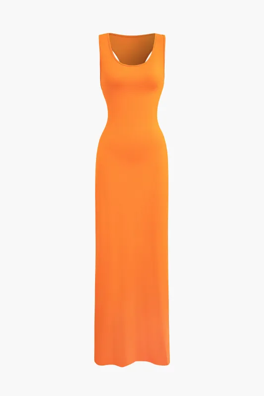 Solid Backless Tie-Up Sleeveless Maxi Dress sold by Micas