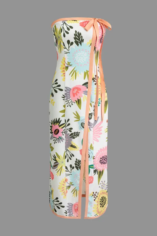 Floral Print Bow Slit Sleeveless Maxi Dress sold by Micas