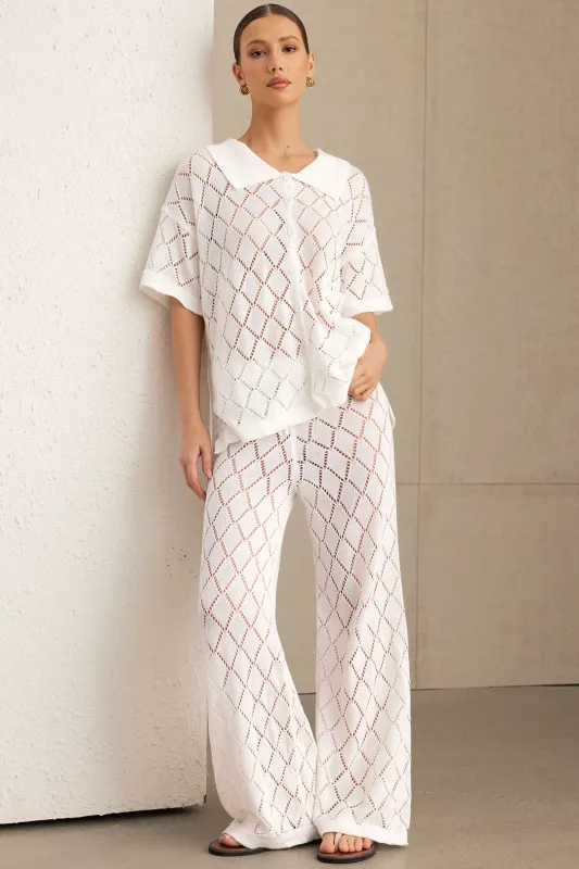 Knit  Cut Out Button Cardigan And Pants Set sold by Micas