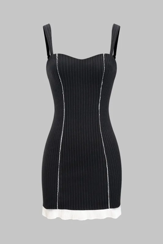 Stripes Print Patchwork Backless Slip Sleeveless Mini Dress sold by Micas