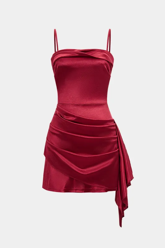 Satin Pleated Slip Sleeveless Mini Dress sold by Micas
