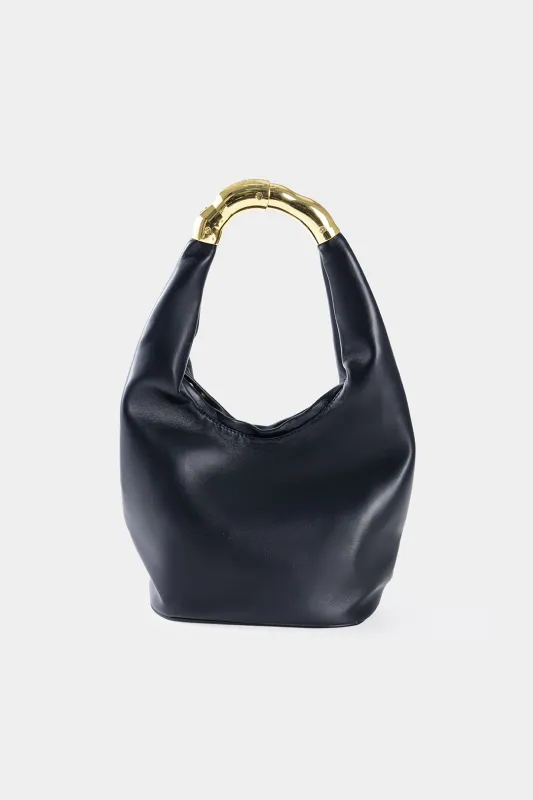 Faux Leather Metal Handheld Shoulder Bag made by Micas