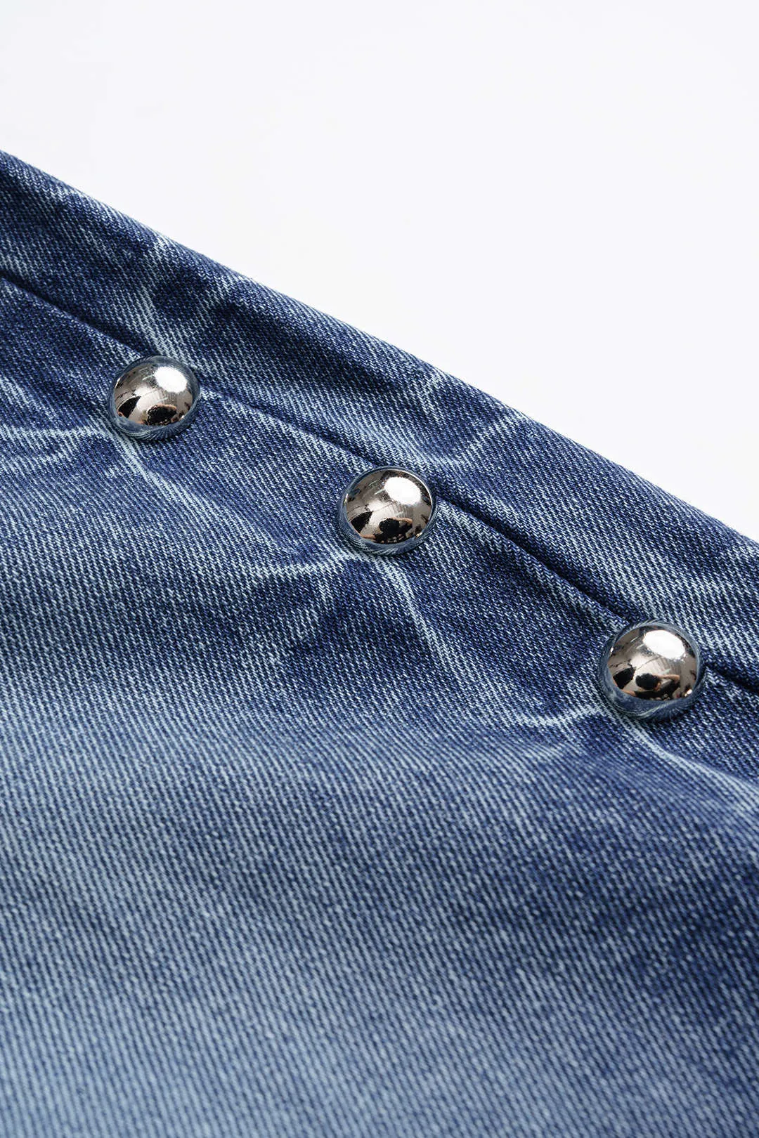 Denim Studded High Waist Straight Leg Jeans sold by Micas product image thumbnail 3