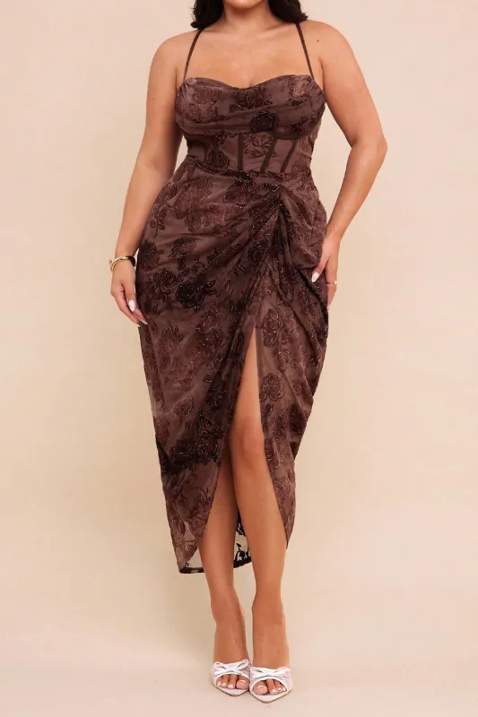 Plus Size Ruched Draped Cowl Neck Sleeveless Midi Dress sold by Micas
