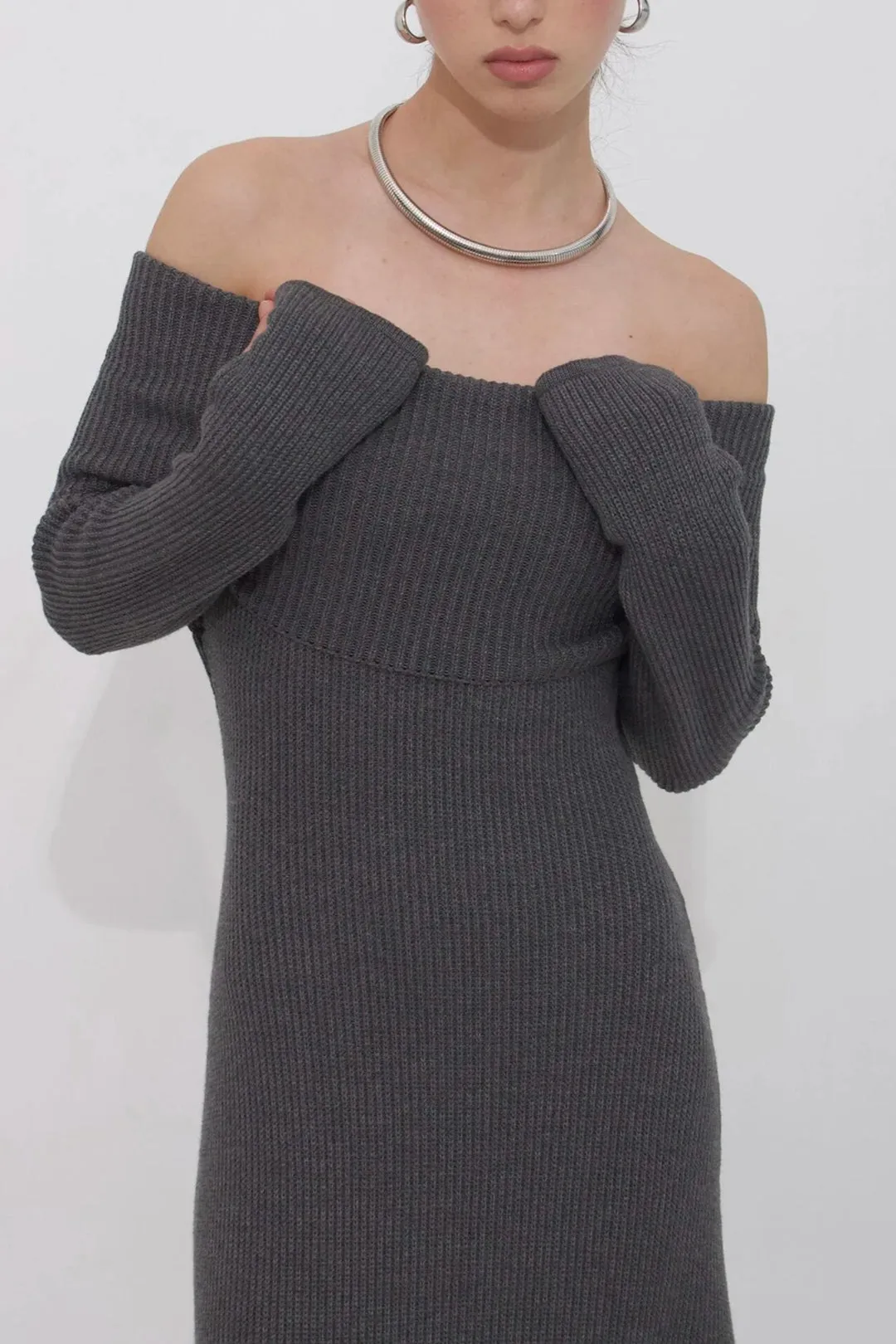 Knit Off-Shoulder Long Sleeve Dress sold by Micas