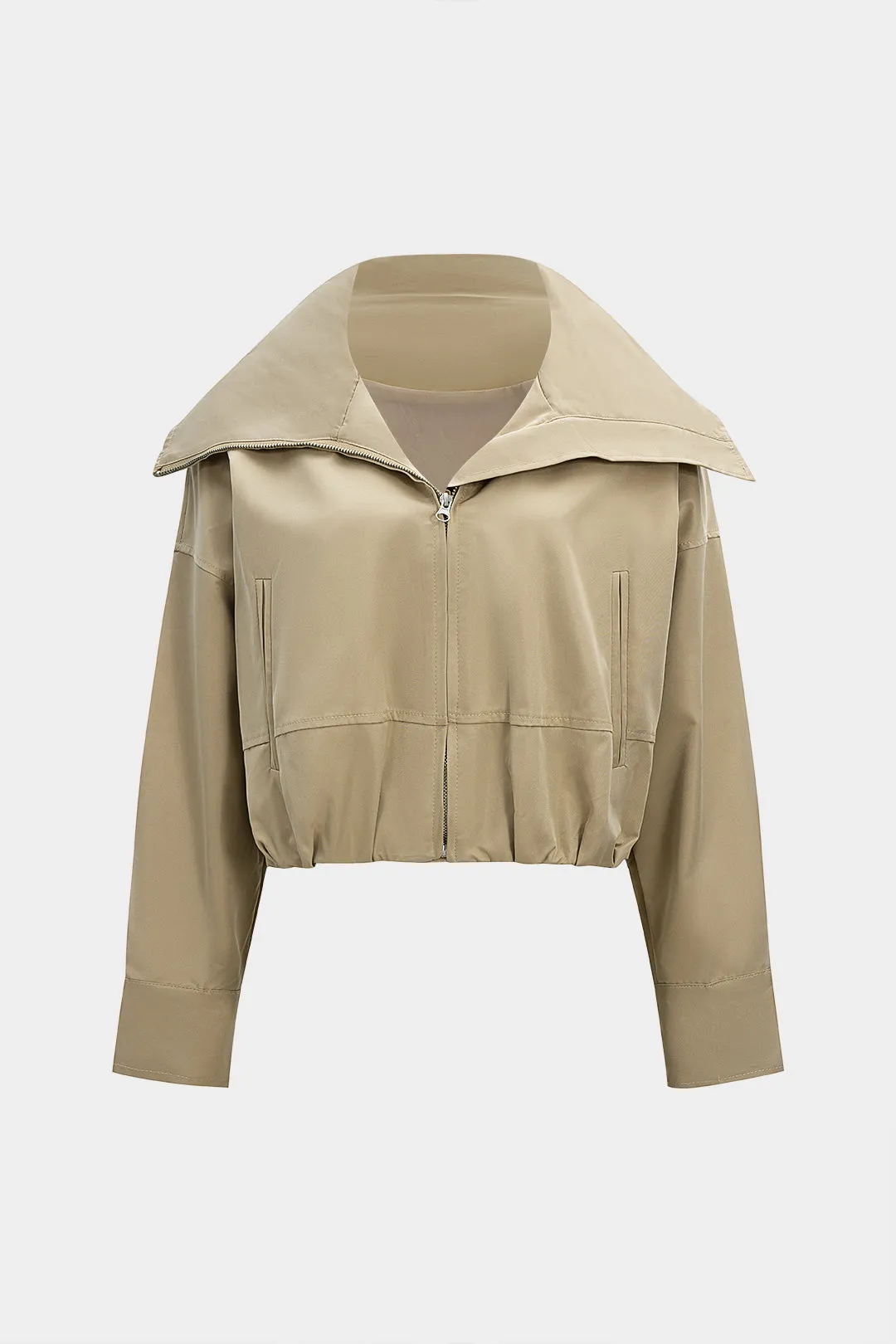 Lapel Zipper Cropped Jacket sold by Micas