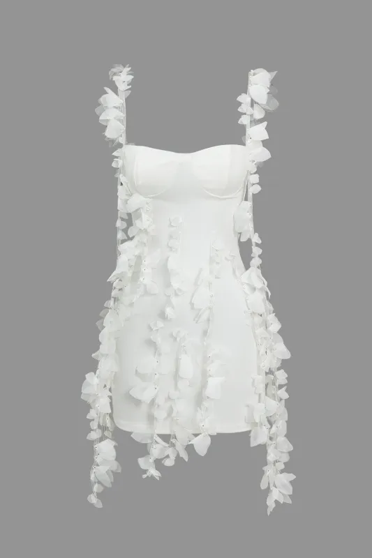 3D Floral Fringe Backless Sleeveless Mini Dress sold by Micas