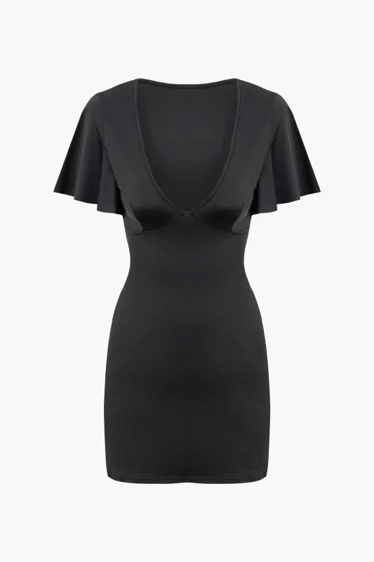 V-Neck Ruffle Short Sleeve Mini Dress sold by Micas