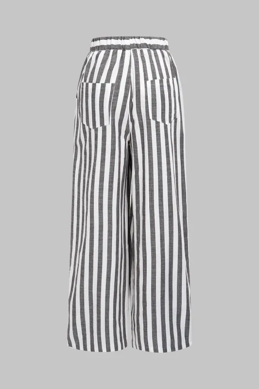 Stripes Print High Waist Wide Leg Pants sold by Micas