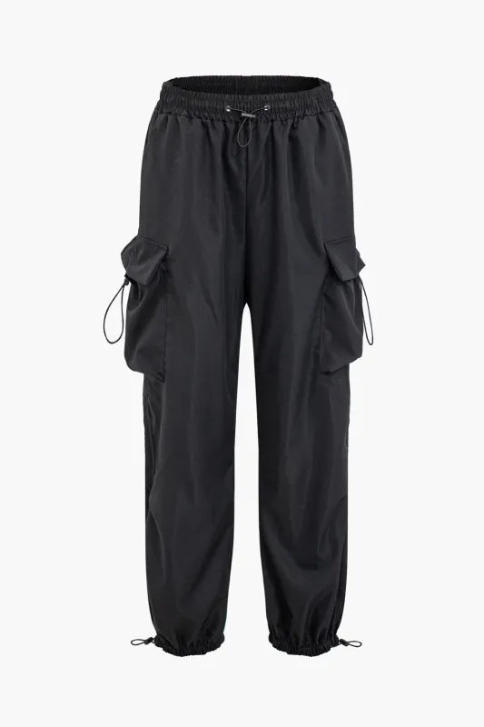 Ruched Pocket High Waist Wide-Leg Cuffed Pants sold by Micas